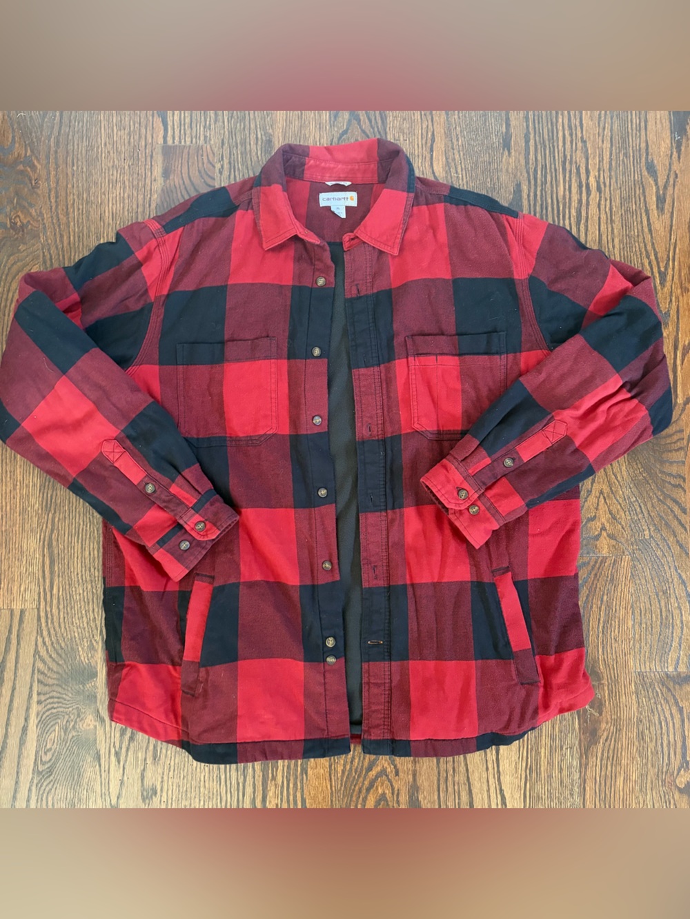Carhartt Red and Black Buffalo Plaid Button-Down Shirt
